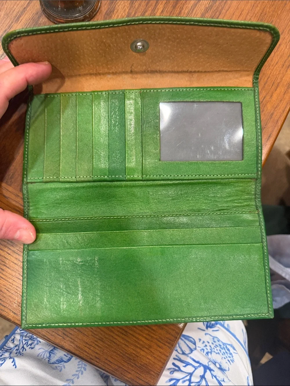 Green Tooled Leather Women's Wallet